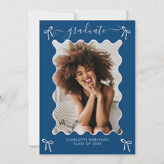 Blue Bow afstudeerfeest uitnodiging (Voorkant)