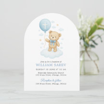 Blue Bow Arch Doop Uitnodiging voor Baby Boy