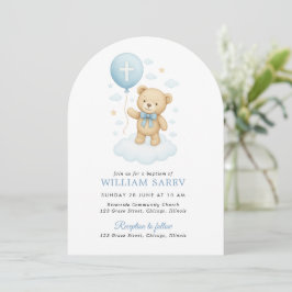 Blue Bow Arch Doop Uitnodiging voor Baby Boy