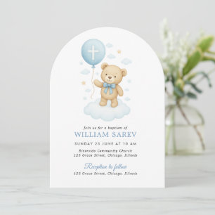 Blue Bow Arch Doop Uitnodiging voor Baby Boy