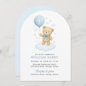 Blue Bow Arch Doop Uitnodiging voor Baby Boy (Voorkant / Achterkant)