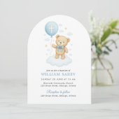 Blue Bow Arch Doop Uitnodiging voor Baby Boy (Staand voorkant)