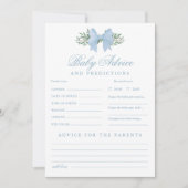 Blue Bow Baby Advies en voorspellingen Douche Spel Kaart (Voorkant)