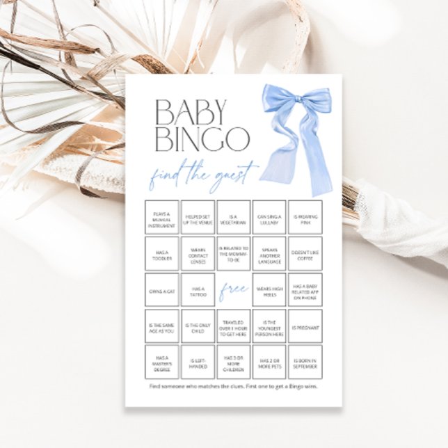 Blue Bow Baby Bingo Vind het Gastendouchespel (Creator heeft geüpload)