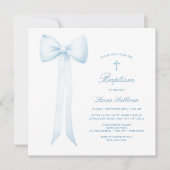 Blue Bow Baby Boy doop Kaart (Voorkant)