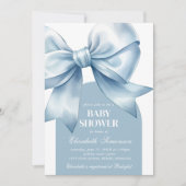 Blue Bow Baby Boy Elegant Baby Shower Kaart (Voorkant)