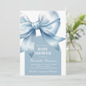 Blue Bow Baby Boy Elegant Baby Shower Kaart (Staand voorkant)
