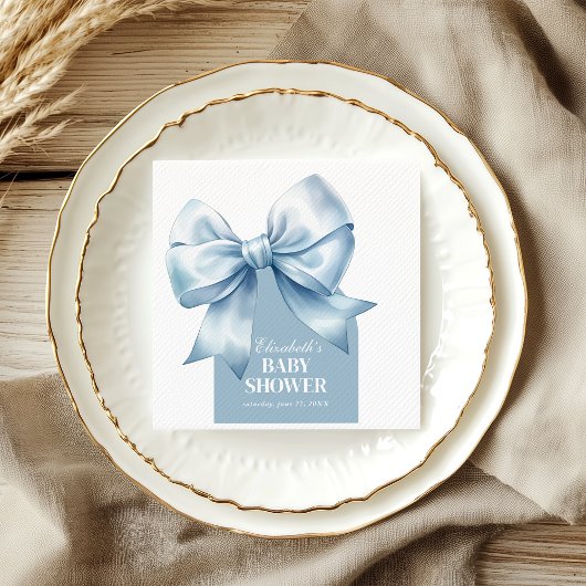 Blue Bow Baby Boy Elegant Baby Shower Servet