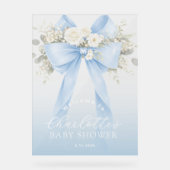 Blue Bow Baby boy Shower Welcome Acryl Bord (Voorkant)