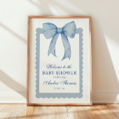 Blue Bow Baby Boy Shower Welkomstbord Poster