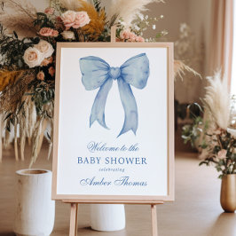 Blue Bow Baby Boy Shower Welkomstbord Poster