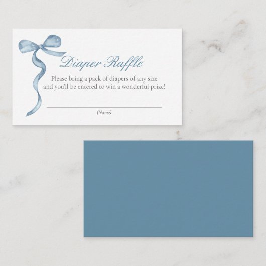 Blue Bow Baby Diaper Request Enclosure Kaart (Voorkant / Achterkant)