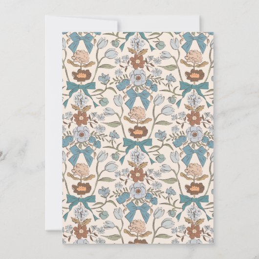 Blue Bow Baby foto geboorteaankondiging Aankondiging (Achterkant)