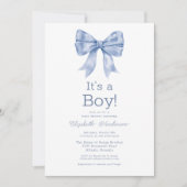 Blue Bow Baby in Bloom Baby shower Kaart (Voorkant)
