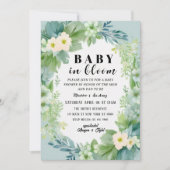 Blue Bow Baby in Bloom Baby shower Uitnodiging (Voorkant)