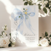 Blue Bow Baby in Bloom Baby shower Welkom Poster