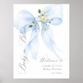 Blue Bow Baby in Bloom Baby shower Welkom Poster (Voorkant)