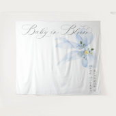 Blue Bow Baby in Bloom floral Baby shower Wandkleed (Voorkant (horizontaal))