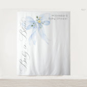 Blue Bow Baby in Bloom floral Baby shower Wandkleed (Voorkant)