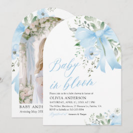 Blue Bow Baby in Bloom Floral Boy Arch Baby shower Kaart