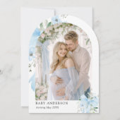 Blue Bow Baby in Bloom Floral Boy Arch Baby shower Kaart (Achterkant)