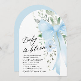 Blue Bow Baby in Bloom Floral Boy Arch Baby shower Kaart