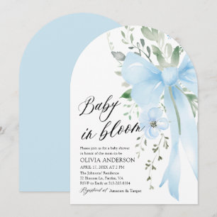 Blue Bow Baby in Bloom Floral Boy Arch Baby shower Kaart