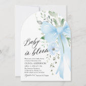 Blue Bow Baby in Bloom Floral Boy Arch Baby shower Kaart (Voorkant)
