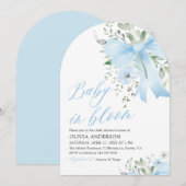 Blue Bow Baby in Bloom Floral Boy Arch Baby shower Kaart (Voorkant / Achterkant)