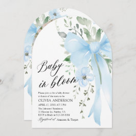 Blue Bow Baby in Bloom Floral Boy Arch Baby shower Kaart
