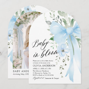 Blue Bow Baby in Bloom Floral Boy Arch Baby shower Kaart
