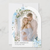 Blue Bow Baby in Bloom Floral Boy Arch Baby shower Kaart (Achterkant)