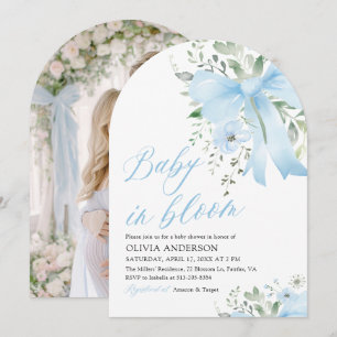 Blue Bow Baby in Bloom Floral Boy Arch Baby shower Kaart