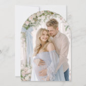 Blue Bow Baby in Bloom Floral Boy Arch Baby shower Kaart (Achterkant)