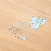 Blue Bow Baby in Bloom Floral Boy Baby shower Acryl Uitnodigingen (Laagn)