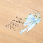 Blue Bow Baby in Bloom Floral Boy Baby shower Arch Acryl Uitnodigingen (Laagn)
