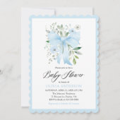 Blue Bow Baby in Bloom Floral Boy Baby shower Kaart (Voorkant)