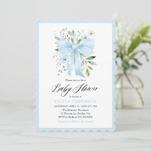Blue Bow Baby in Bloom Floral Boy Baby shower Kaart