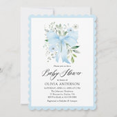 Blue Bow Baby in Bloom Floral Boy Baby shower Kaart (Voorkant)