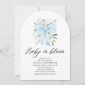 Blue Bow Baby in Bloom Floral Boy Baby shower Kaart (Voorkant)