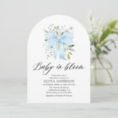 Blue Bow Baby in Bloom Floral Boy Baby shower Kaart (Staand voorkant)