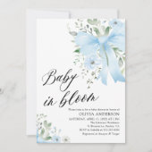 Blue Bow Baby in Bloom Floral Boy Baby shower Kaart (Voorkant)