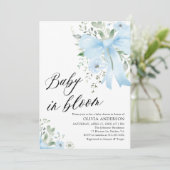 Blue Bow Baby in Bloom Floral Boy Baby shower Kaart (Staand voorkant)