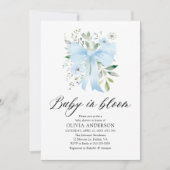Blue Bow Baby in Bloom Floral Boy Baby shower Kaart (Voorkant)
