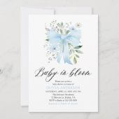 Blue Bow Baby in Bloom Floral Boy Baby shower Kaart (Voorkant)