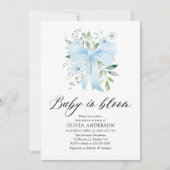 Blue Bow Baby in Bloom Floral Boy Baby shower Kaart (Voorkant)