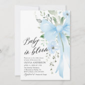 Blue Bow Baby in Bloom Floral Boy Baby shower Kaart (Voorkant)