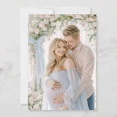 Blue Bow Baby in Bloom Floral Boy Baby shower Kaart (Achterkant)