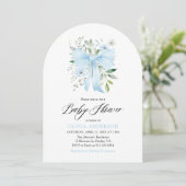 Blue Bow Baby in Bloom Floral Boy Baby shower Kaart (Staand voorkant)