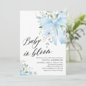 Blue Bow Baby in Bloom Floral Boy Baby shower Kaart (Staand voorkant)